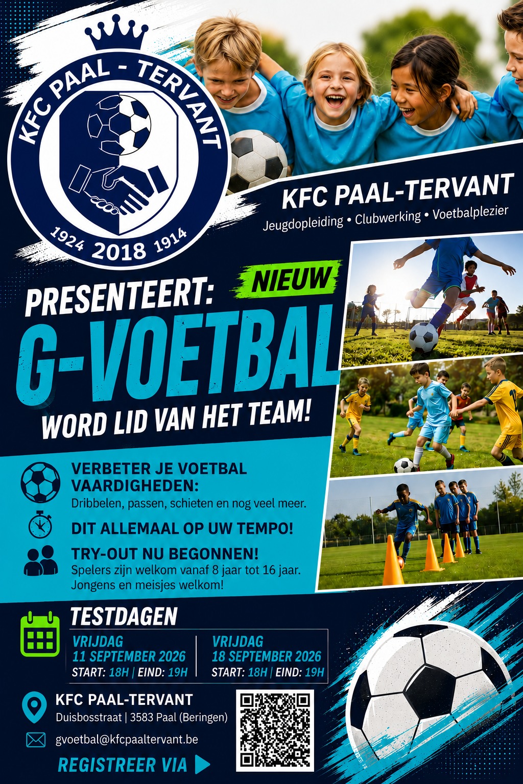 Testtrainingen G-voetbal KFC Paal-Tervant op 11 en 18 september 2026